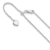 Sterling Silver RH-plated Adjustable 1.2mm D/C Rope Chain