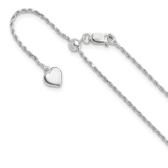 Sterling Silver RH-plated Adjustable 1.2mm D/C Rope Chain