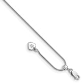 Sterling Silver RH-plated Adjustable Snake Chain Anklet