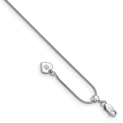 Sterling Silver RH-plated Adjustable Snake Chain Anklet