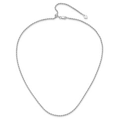 Sterling Silver RH-plated Adjustable 2mm D/C Rope Chain