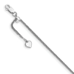 Sterling Silver RH-plated Adjustable Wheat Chain Anklet