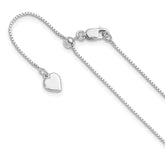 Sterling Silver RH-plated Adjustable .85mm Box Chain
