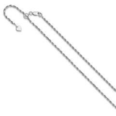 Sterling Silver RH-plated Adjustable 2.25mm D/C Rope Chain