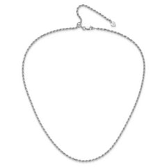 Sterling Silver RH-plated Adjustable 2.25mm D/C Rope Chain