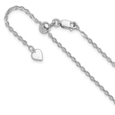 Sterling Silver RH-plated Adjustable 2mm Cable Chain