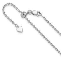 Sterling Silver RH-plated Adjustable 2mm Cable Chain