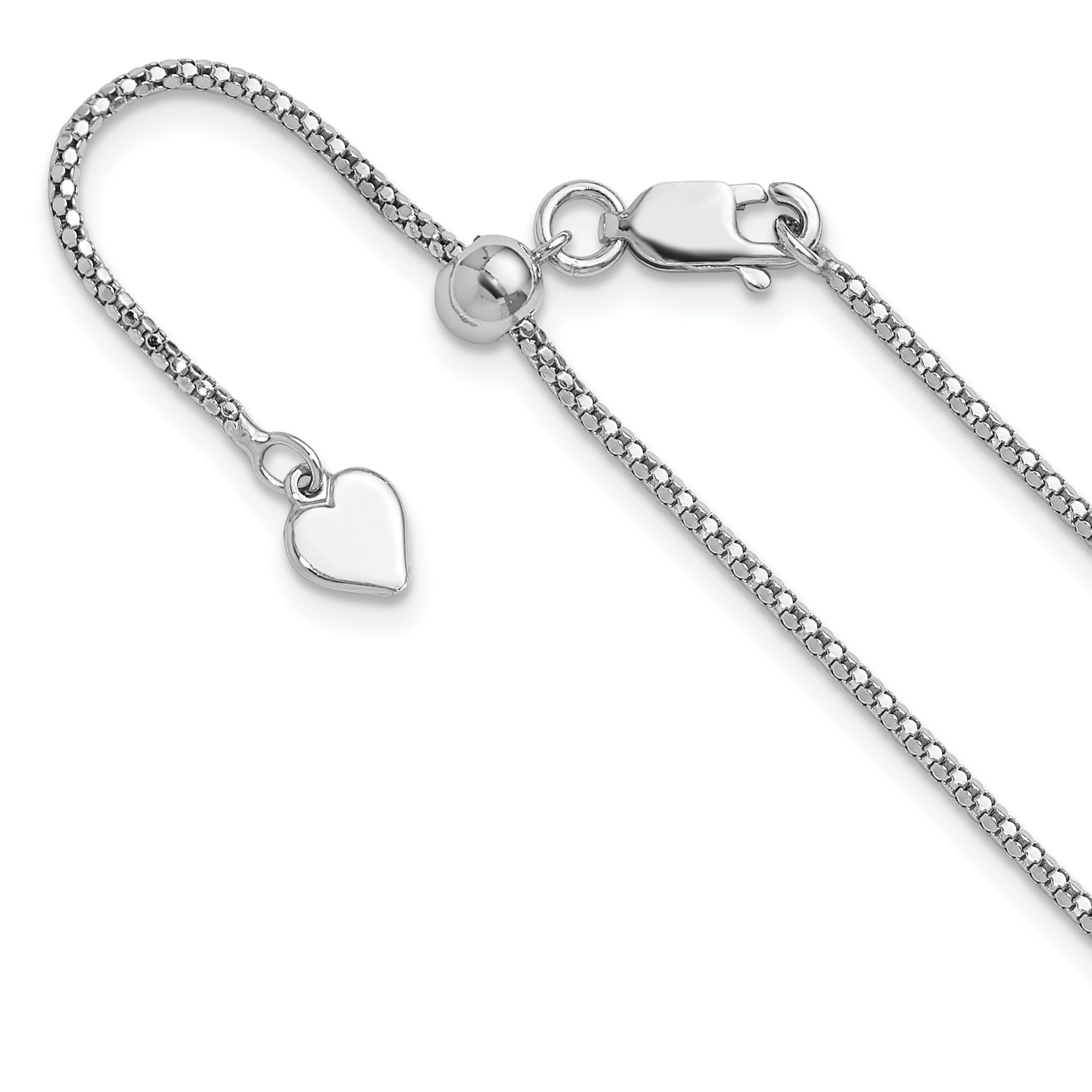 Sterling Silver RH-plated Adjustable 1.4mm Popcorn Chain