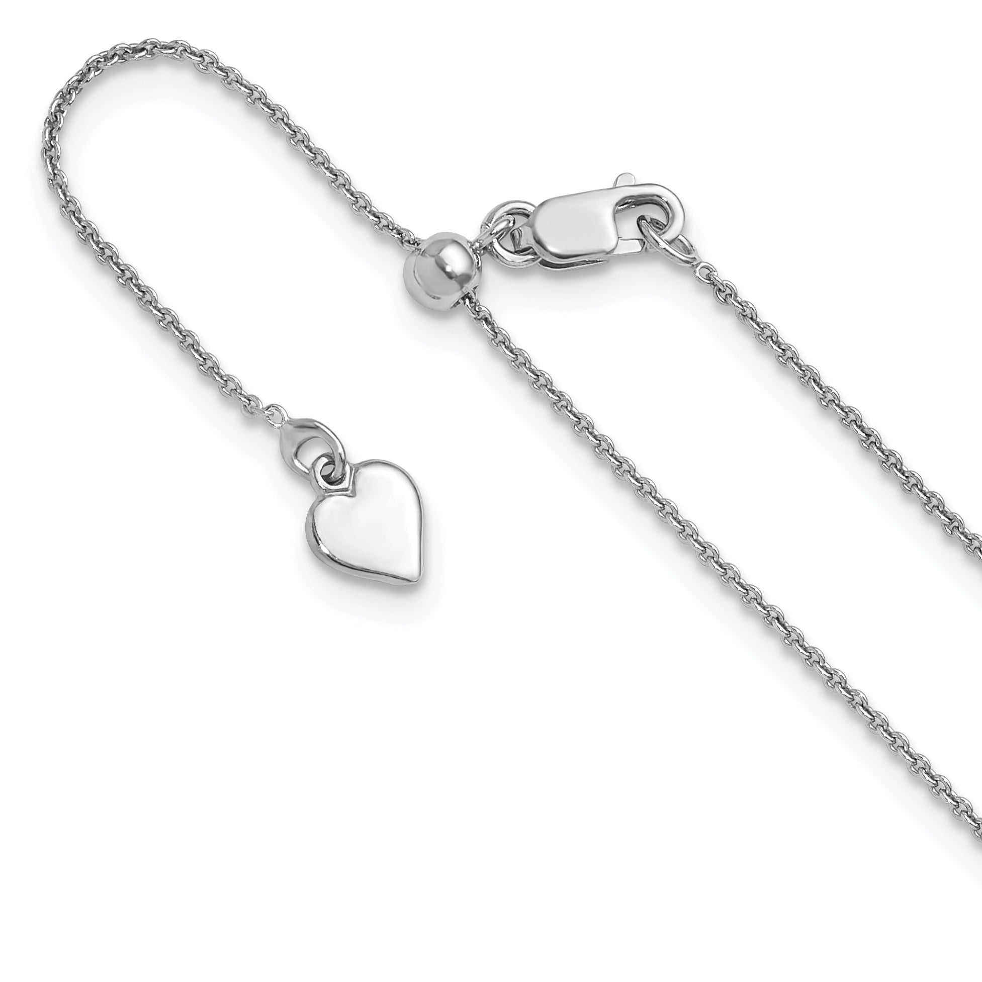 Sterling Silver RH-plated Adjustable .95mm Rolo Chain