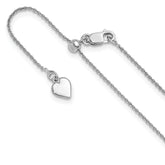 Sterling Silver RH-plated Adjustable .95mm Rolo Chain