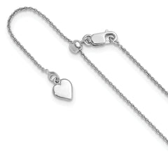 Sterling Silver RH-plated Adjustable .95mm Rolo Chain