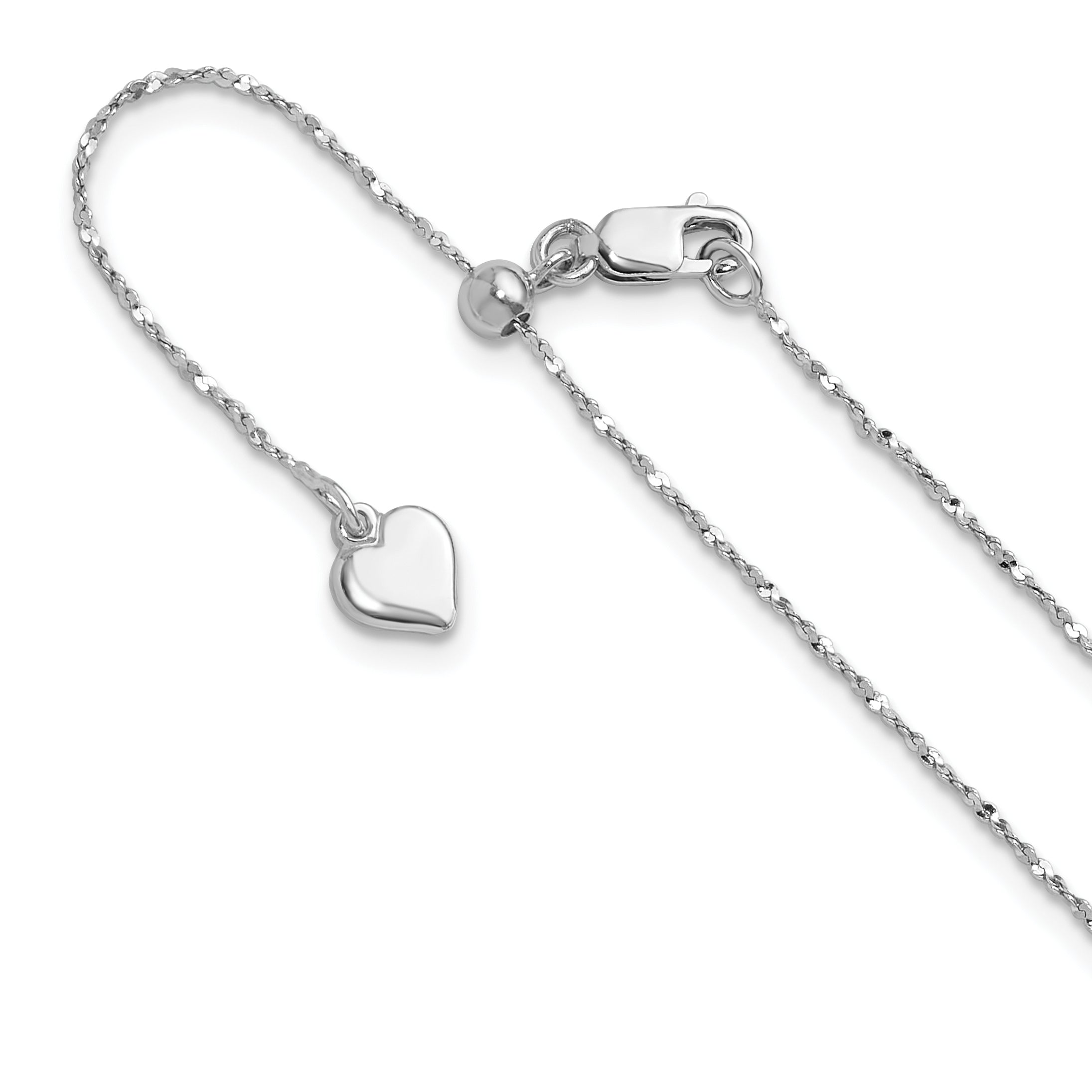 Sterling Silver RH-plated Adjustable .95mm Singapore Chain
