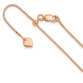 Sterling Silver Rose Gold-plated Adjustable .95mm Box Chain
