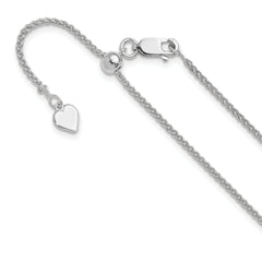 Sterling Silver RH-plated Adjustable 1.5mm Spiga Chain