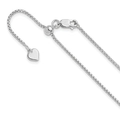 Sterling Silver RH-plated Adjustable 1.25mm Round Box Chain