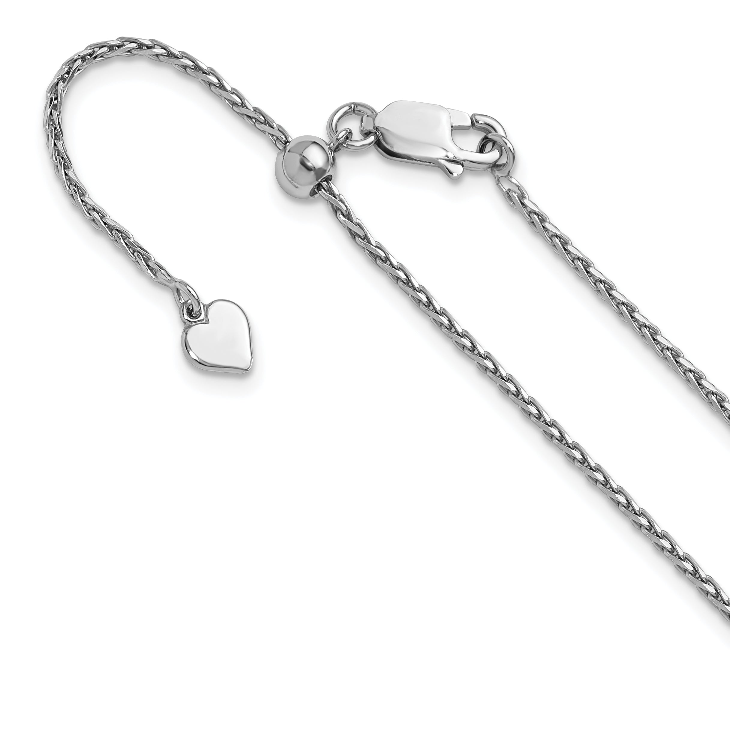 Sterling Silver RH-plated Adjustable 1.5mm D/C Spiga Chain
