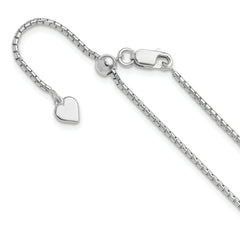 Sterling Silver RH-plated Adjustable 1.5mm Round Box Chain
