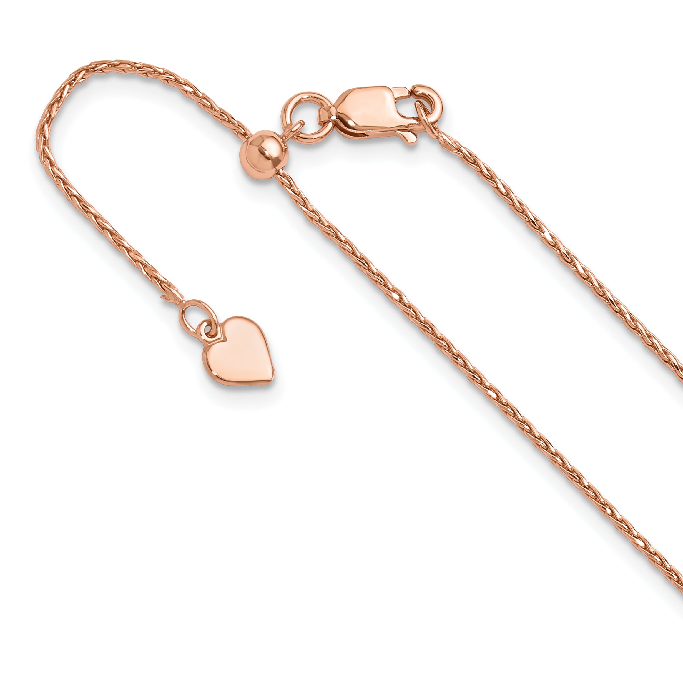 Sterling Silver Rose Gold-plated Adjustable 1.1mm D/C Spiga Chain