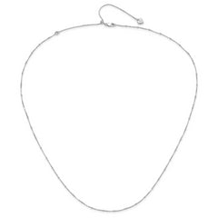 Sterling Silver RH-plt Adjustable 1.5mm Beaded D/C Box Chain