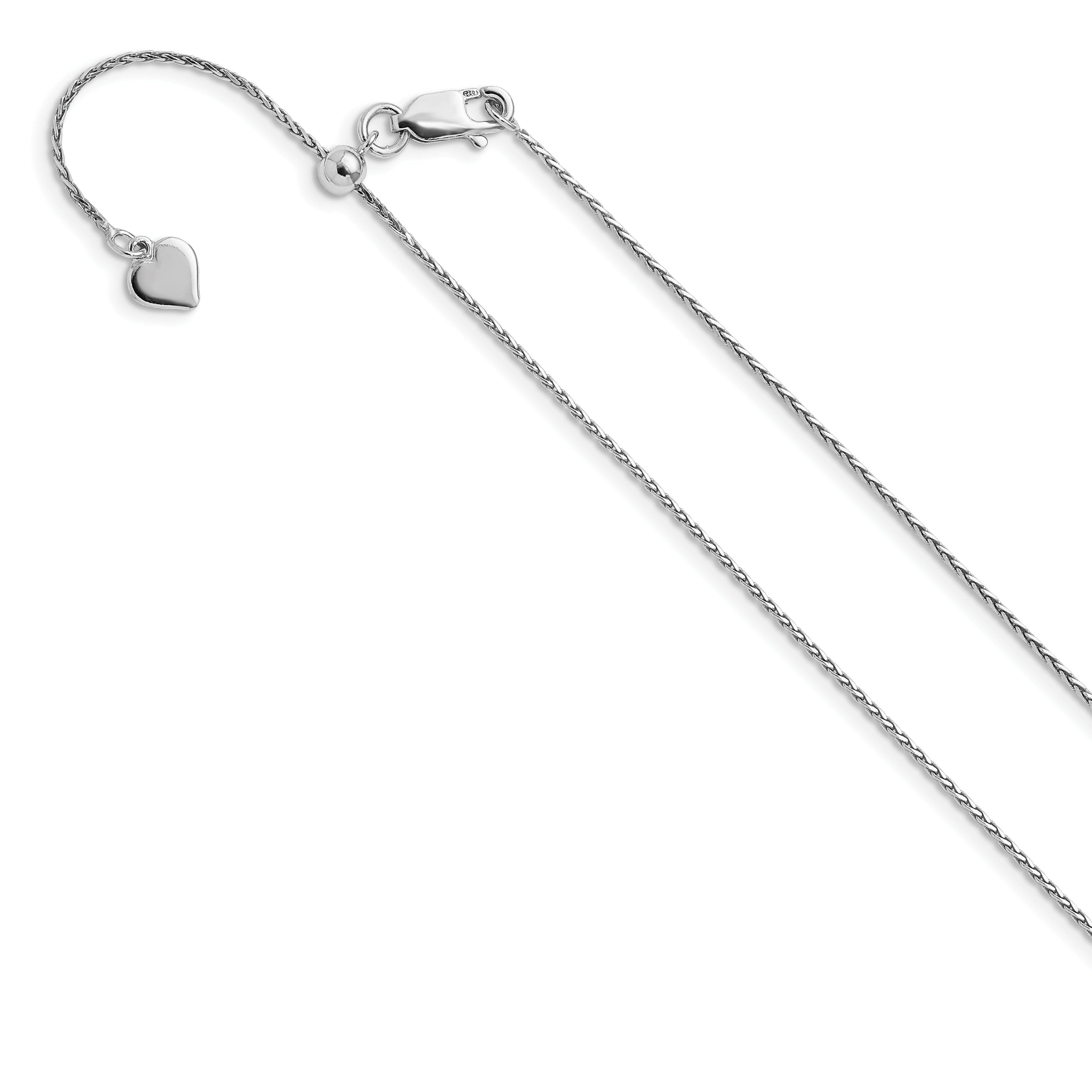 Sterling Silver RH-plated Adjustable .95mm D/C Spiga Chain