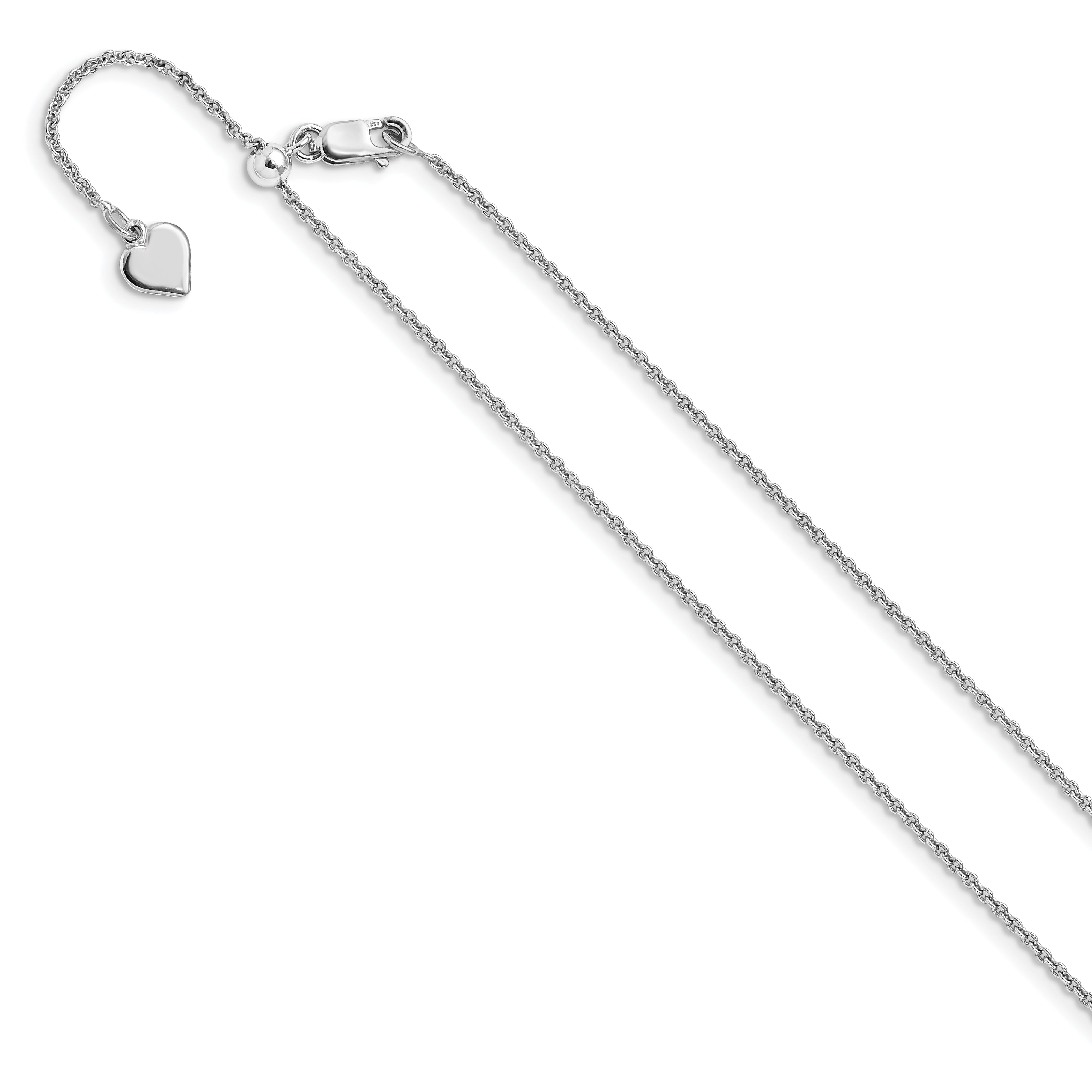 Sterling Silver RH-plated Adjustable 1.3mm Rolo Chain