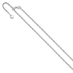 Sterling Silver RH-plated Adjustable 2mm Singapore Chain