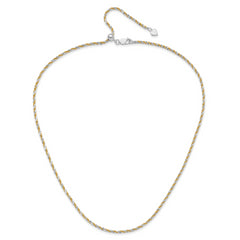 Sterling Silver w/Gold-tone Adjustable 2mm Cyclone Chain