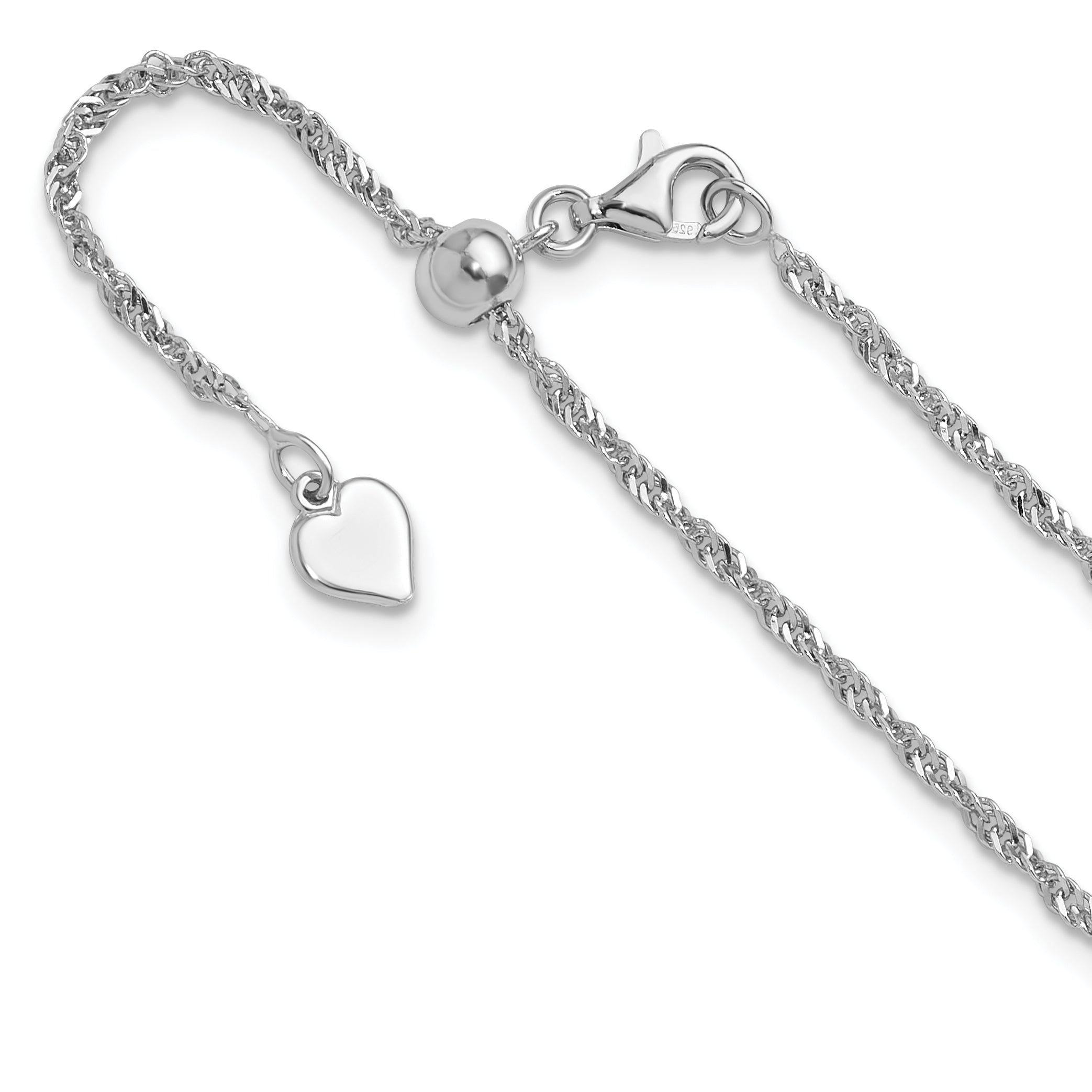 Sterling Silver RH-plated Adjustable 1.6mm Singapore Chain