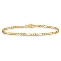 14K 10 inch 2.25mm Flat Figaro with Lobster Clasp Anklet