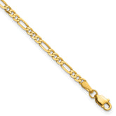 14K 8 inch 2.75mm Flat Figaro with Lobster Clasp Bracelet