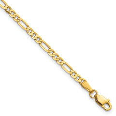 14K 8 inch 2.75mm Flat Figaro with Lobster Clasp Bracelet