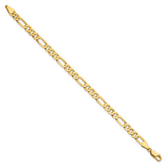 14K 8 inch 5.25mm Flat Figaro with Lobster Clasp Bracelet