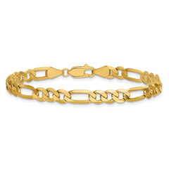 14K 8 inch 5.25mm Flat Figaro with Lobster Clasp Bracelet