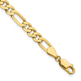 14K 8 inch 5.25mm Flat Figaro with Lobster Clasp Bracelet