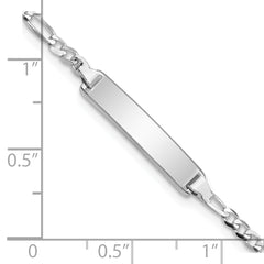 14k White Gold Polished Solid Chain/Solid Plate Figaro Link 19.5x4.5mm Plate 7 inch ID Bracelet