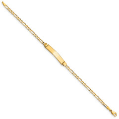 14k Polished Solid Chain/Solid Plate Figaro Link 24.5x4.8mm Plate 7 inch ID Bracelet