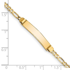 14k Polished Solid Chain/Solid Plate Figaro Link 24.5x4.8mm Plate 7 inch ID Bracelet