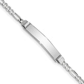 14k White Gold Polished Solid Chain/Solid Plate Figaro Link 25x4.8mm Plate 8 inch ID Bracelet