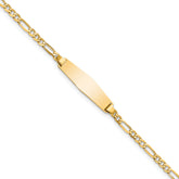 14k Polished Solid Chain/Solid Plate Figaro Link Soft Diamond Shape 19.5x5mm Plate 8 inch ID Bracelet