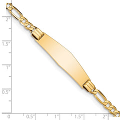 14k Polished Solid Chain/Solid Plate Figaro Link Soft Diamond Shape 33x9mm Plate 8 inch ID Bracelet