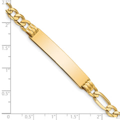 14k Polished Solid Chain/Solid Plate Figaro Link 39x8mm Plate8 inch ID Bracelet
