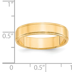 14k Yellow Gold 5mm Flat with Step Edge Wedding Band Size 14