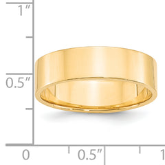 14k Yellow Gold 6mm Lightweight Flat Wedding Band Size 14
