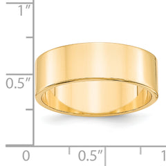 14k Yellow Gold 7mm Lightweight Flat Wedding Band Size 14