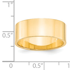14k Yellow Gold 8mm Lightweight Flat Wedding Band Size 14
