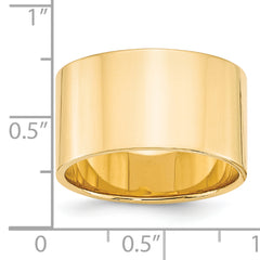 14k Yellow Gold 12mm Lightweight Flat Wedding Band Size 14