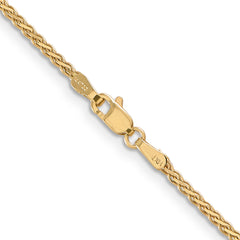14K 24 inch 1.9mm Flat Wheat with Lobster Clasp Chain