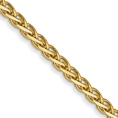 14K 24 inch 1.9mm Flat Wheat with Lobster Clasp Chain