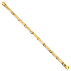 14k Polished and Brushed 5mm Fancy Bar Link 8 inch Bracelet