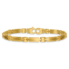 14k Polished and Brushed 5mm Fancy Bar Link 8 inch Bracelet